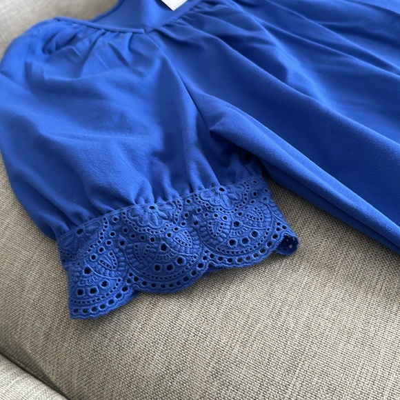 💙 NWT!! Ann Taylor Embroidered Trum Balloon Sleeve Square Neck Blouse! Size M - Picture 15 of 16